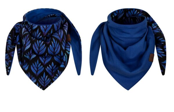 Chusteczka dziecięca dwustronna kobaltowe liście-kobalt