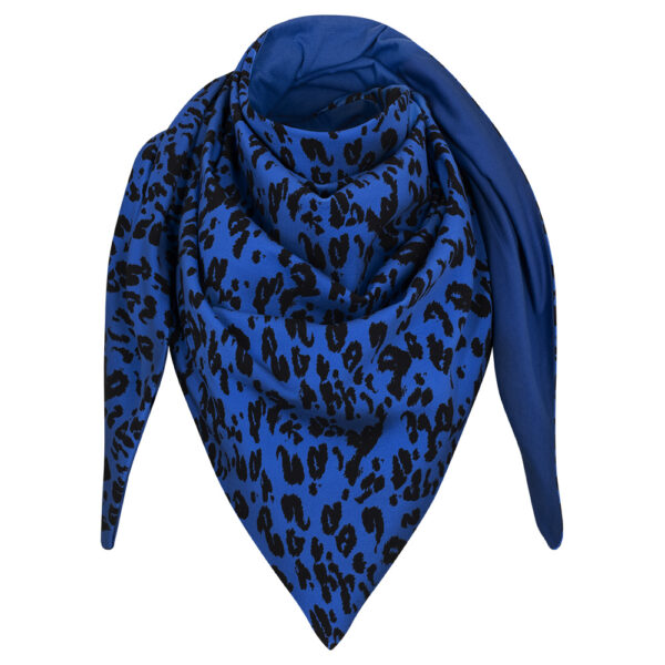 Chusta cienka dwustronna z bawełny kobaltowa pantera-kobalt
