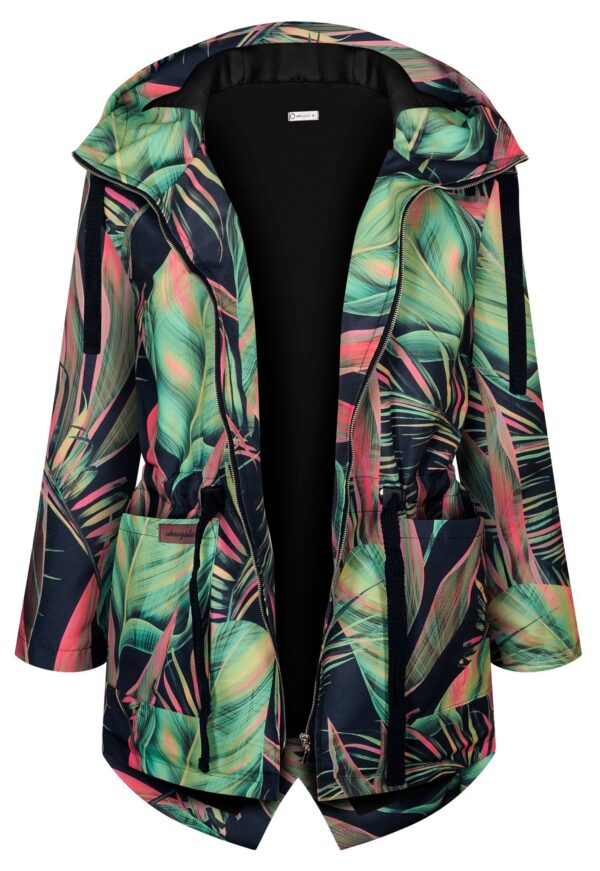 Kurtka ciepła z tunelem, tropikalne liście