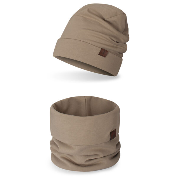 Komplet dziecięcy czapka+ komin, beż