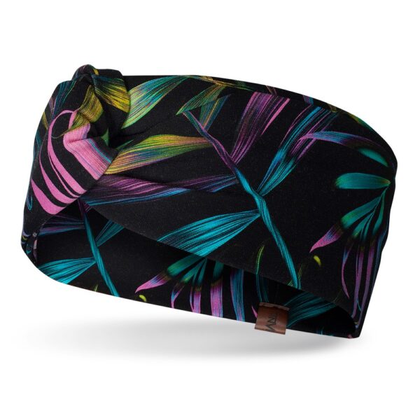 Opaska na głowę z węzłem w kolorowe printy podwójna, palmy