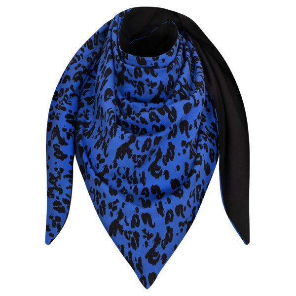 Chusta cienka dwustronna z bawełny kobaltowa pantera
