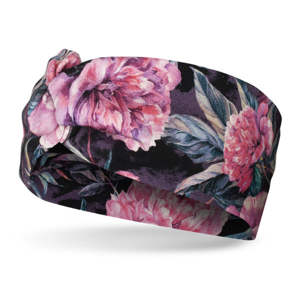 Opaska do biegania z węzłem, różowe kwiaty