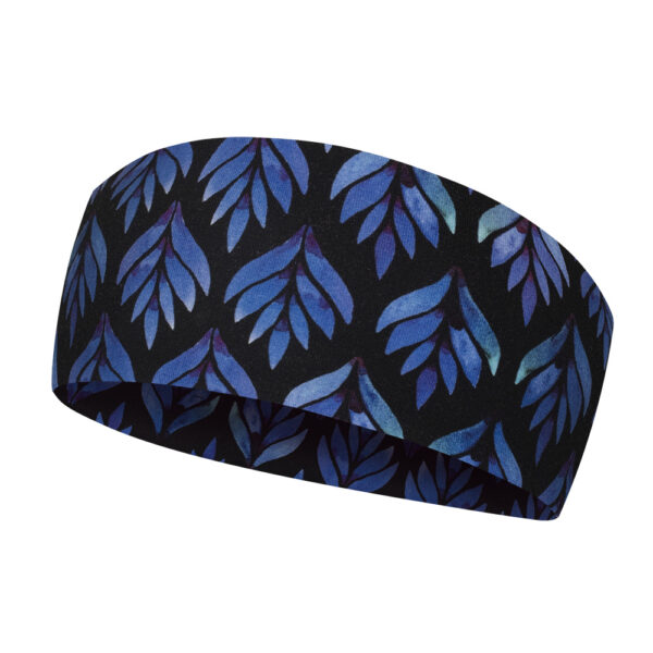 Opaska lekka do biegania bawełniana  kobaltowe listki