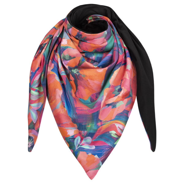 Chusta cienka dwustronna z bawełny pastelowe kwiaty