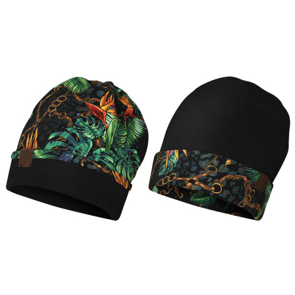 Czapka dwustronna, gruba, łańcuchy-czarny