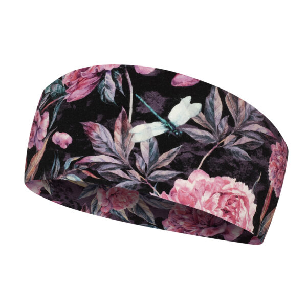 Opaska lekka do biegania bawełniana różowe kwiaty