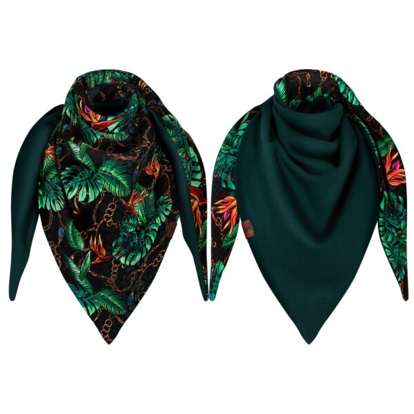 Chusta gruba dwustronna kolorowa, łańcuchy-butelkowa zieleń