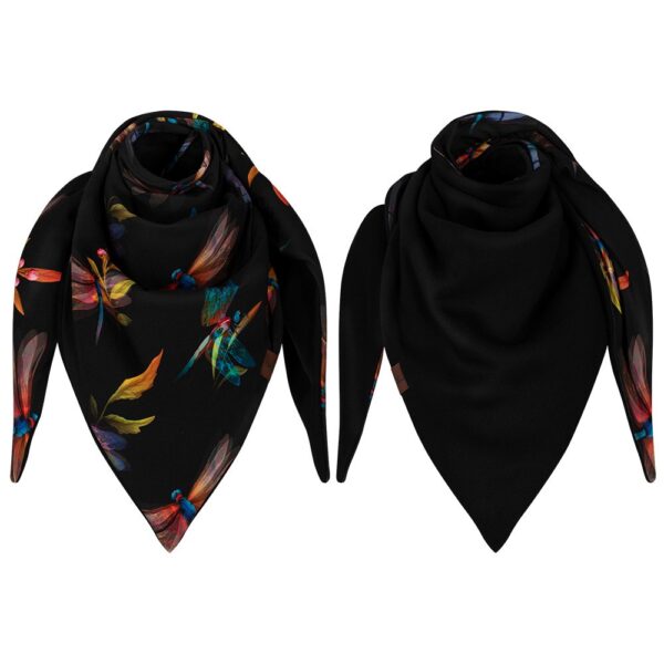 Chusta gruba dwustronna kolorowa, ważki-czarny