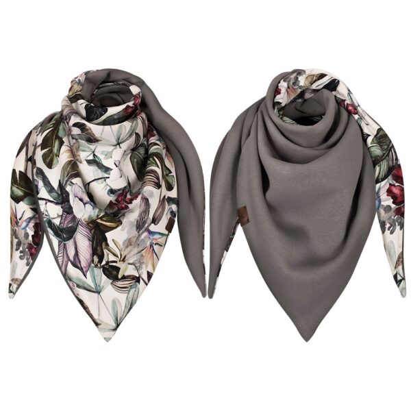 Chusta gruba dwustronna kolorowa, hawajskie kwiaty-popiel