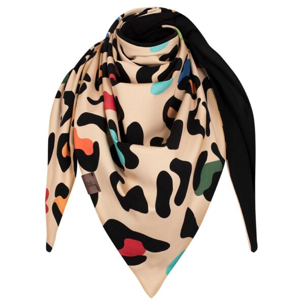 Chusta cienka dwustronna z bawełny, gepard-czarny