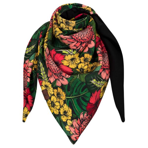 Chusta cienka dwustronna z bawełny, dalie -czarny