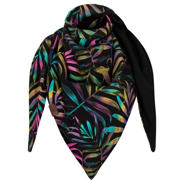 Chusta cienka dwustronna z bawełny, palmy-czarny