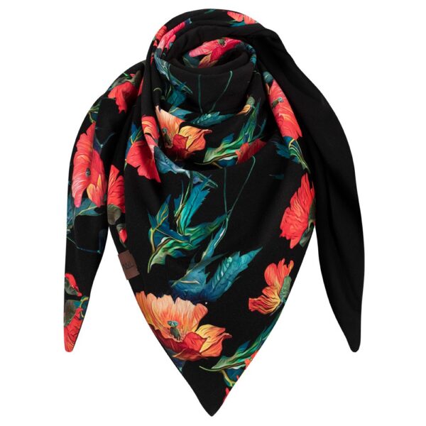 Chusta cienka dwustronna z bawełny, maki-czarny