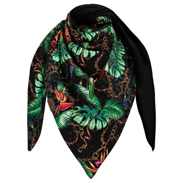 Chusta cienka dwustronna bawełniana, łańcuchy-czarny