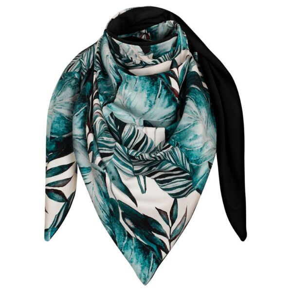 Chusta cienka dwustronna bawełniana, turkusowe jasne-czarny