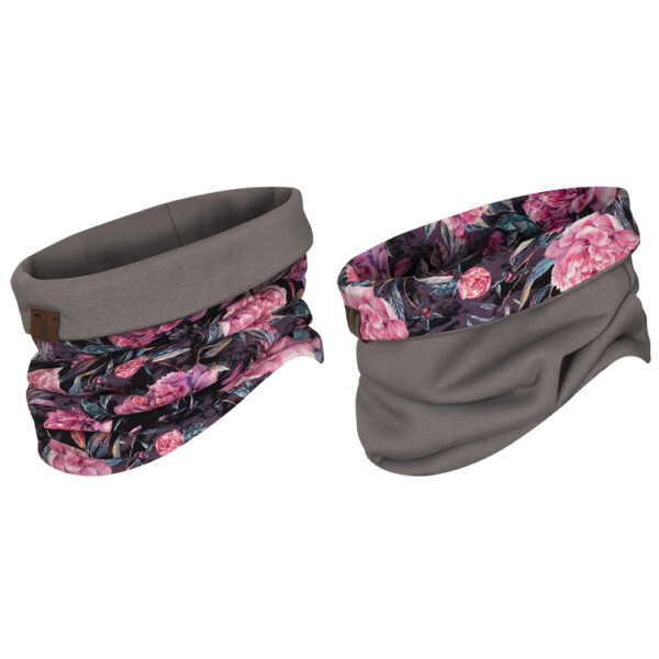 Tuba, komin dwustronny, różowe kwiaty-popiel