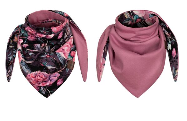 Chusteczka dziecięca dwustronna różowe kwiaty-wrzos