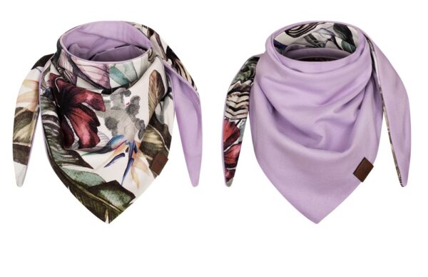 Chusteczka dziecięca dwustronna hawajskie kwiaty- lila