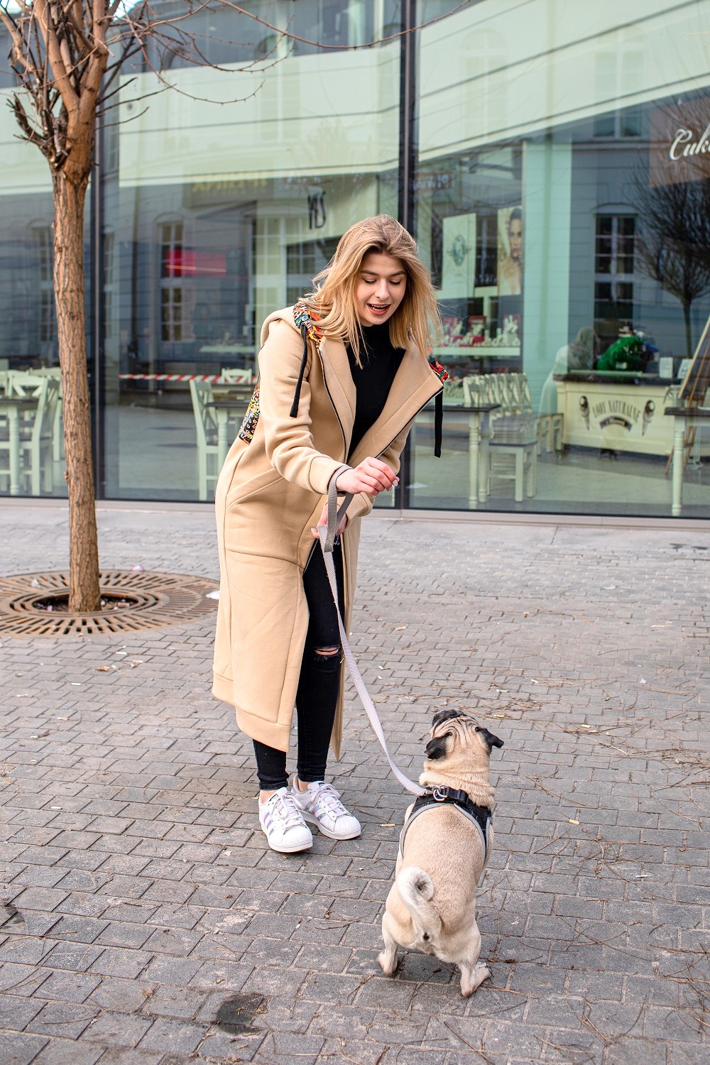 Mega długa bluza beż-Kenia - obrazek 3