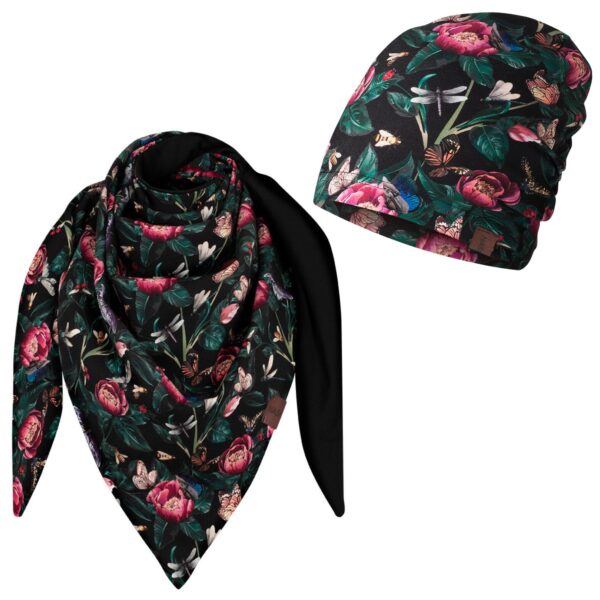 Komplet cienka czapka + chusta Francja-czarny