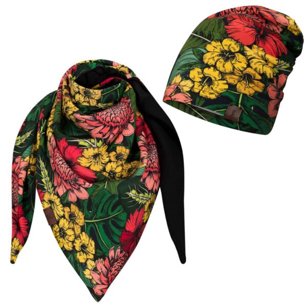Komplet cienka czapka + chusta dalie-czarny