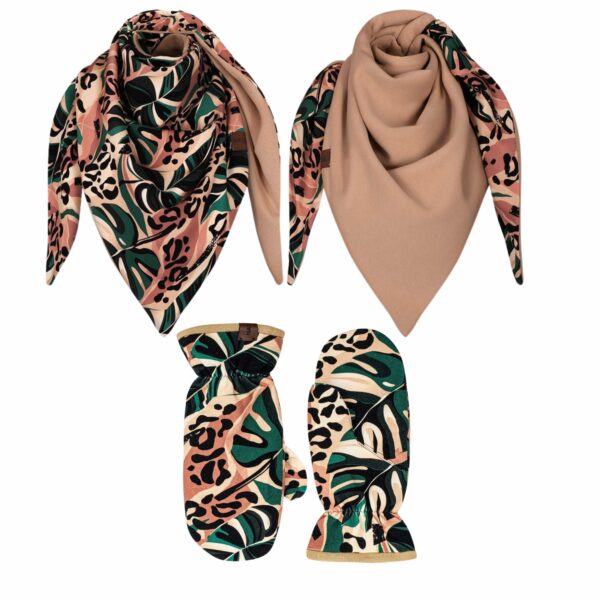 Komplet gruba chusta+rękawiczki Brazylia- beż