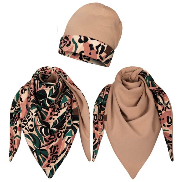 Komplet gruba chusta+czapka Brazylia-beż