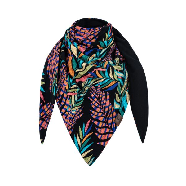 Chusta cienka dwustronna z bawełny liście-pióra