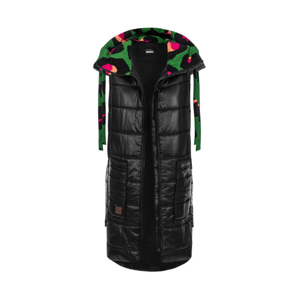 Pikowana kamizelka czarny+zielona pantera