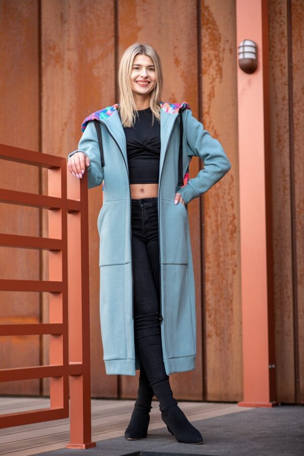 Mega długa bluza jeans - pastelowe kwiaty