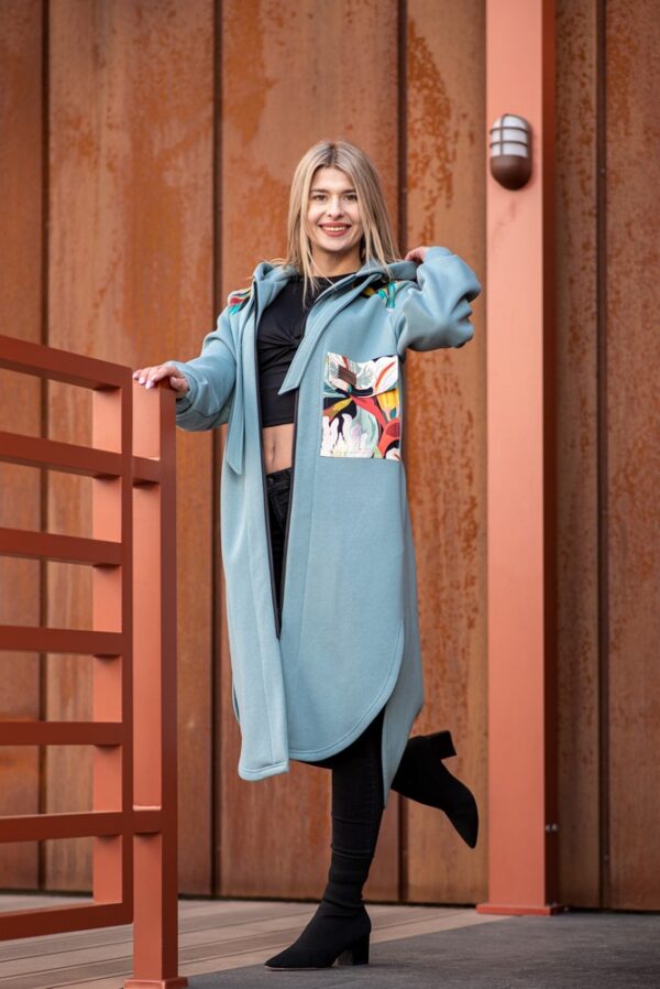 Bluzopłaszcz z kapturem a'la koszula jeans - kalie