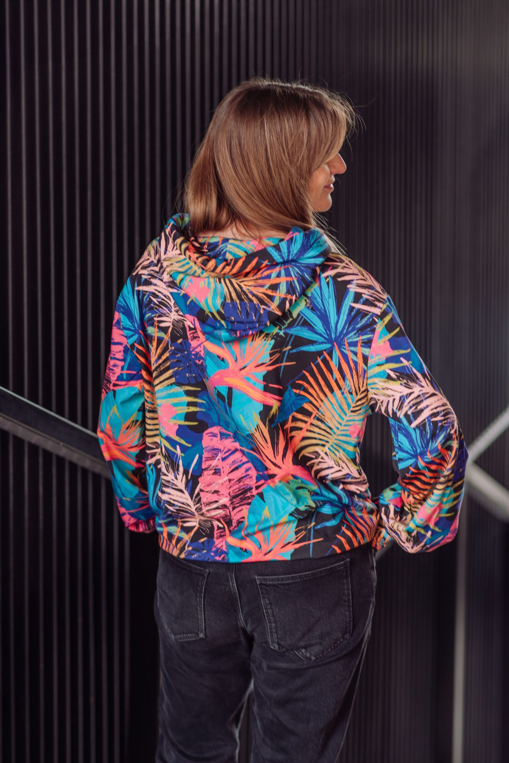 Bluza Clasic Kangurka liście neonowe