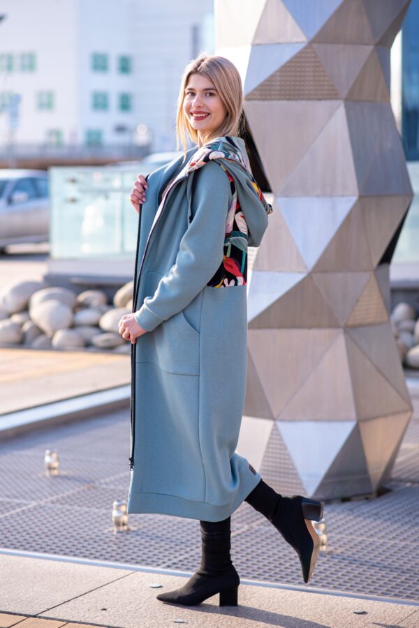 Mega długa bluza pastelowa mięta-kalie