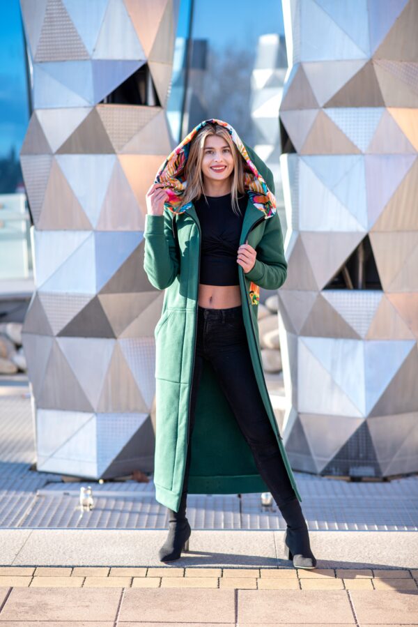 Mega długa bluza butelkowa zieleń-papugi