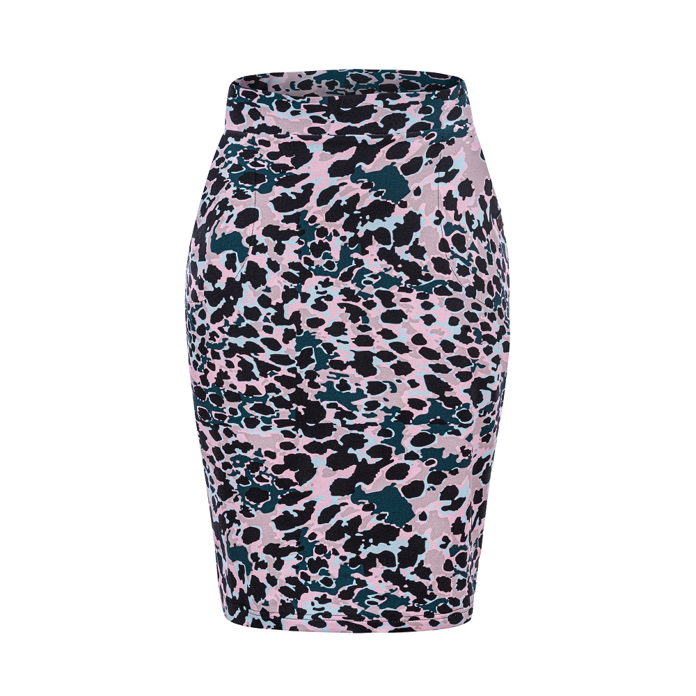 Spódnica klasyczna ołówkowa pantera różowa