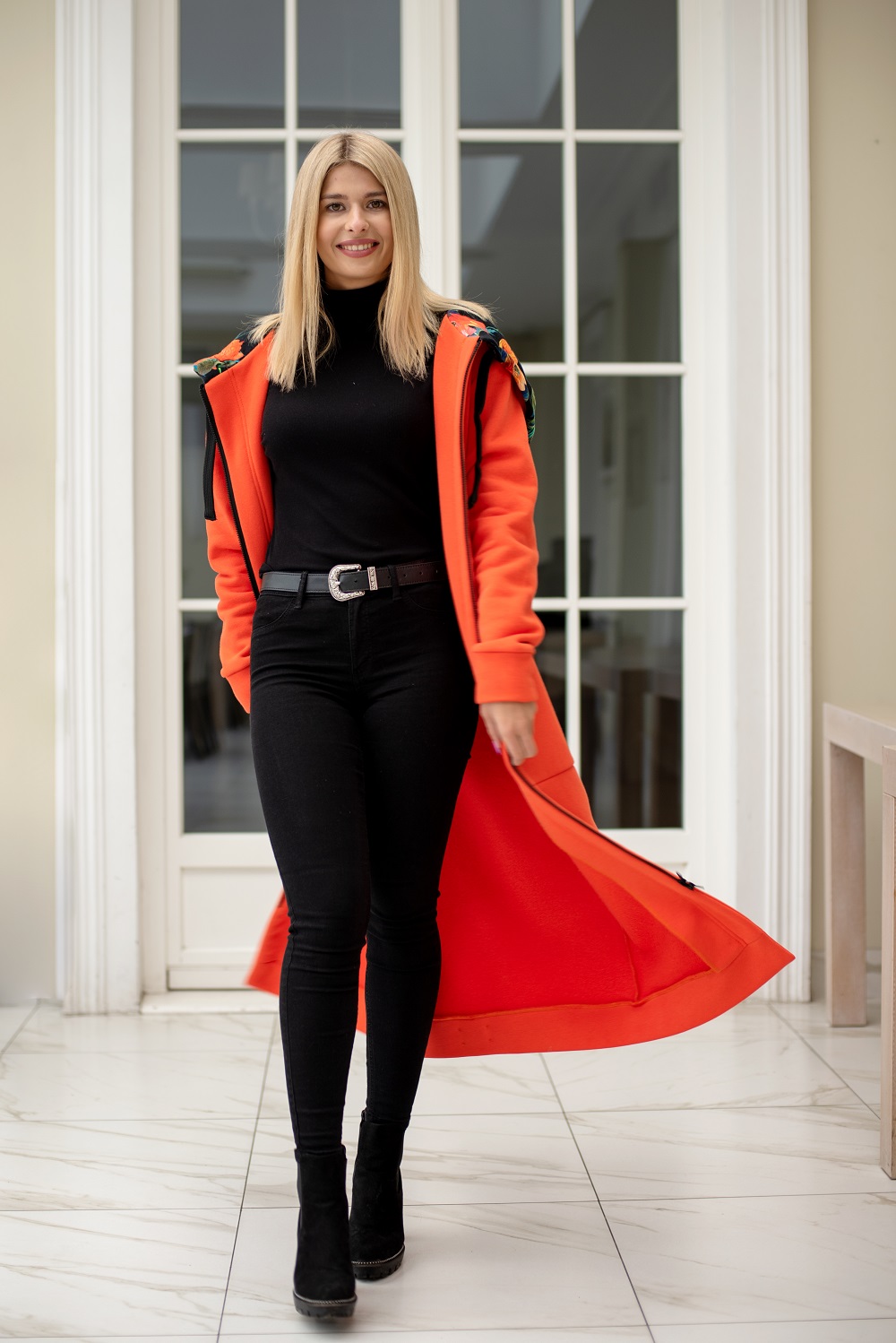 Mega długa bluza pomarańcz-maki - obrazek 2