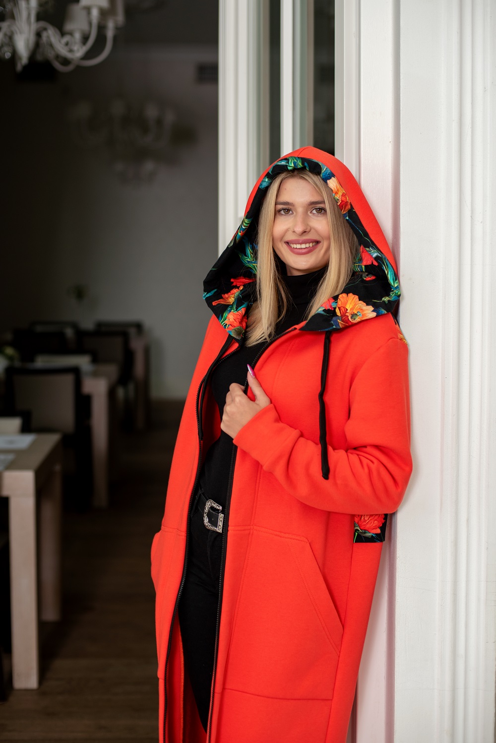 Mega długa bluza pomarańcz-maki - obrazek 4