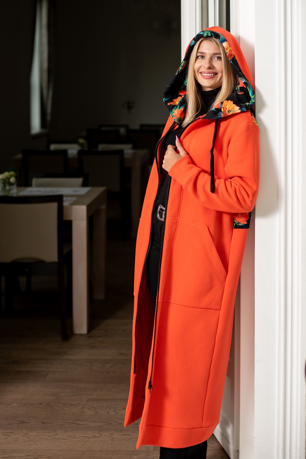 Mega długa bluza pomarańcz-maki - obrazek 5