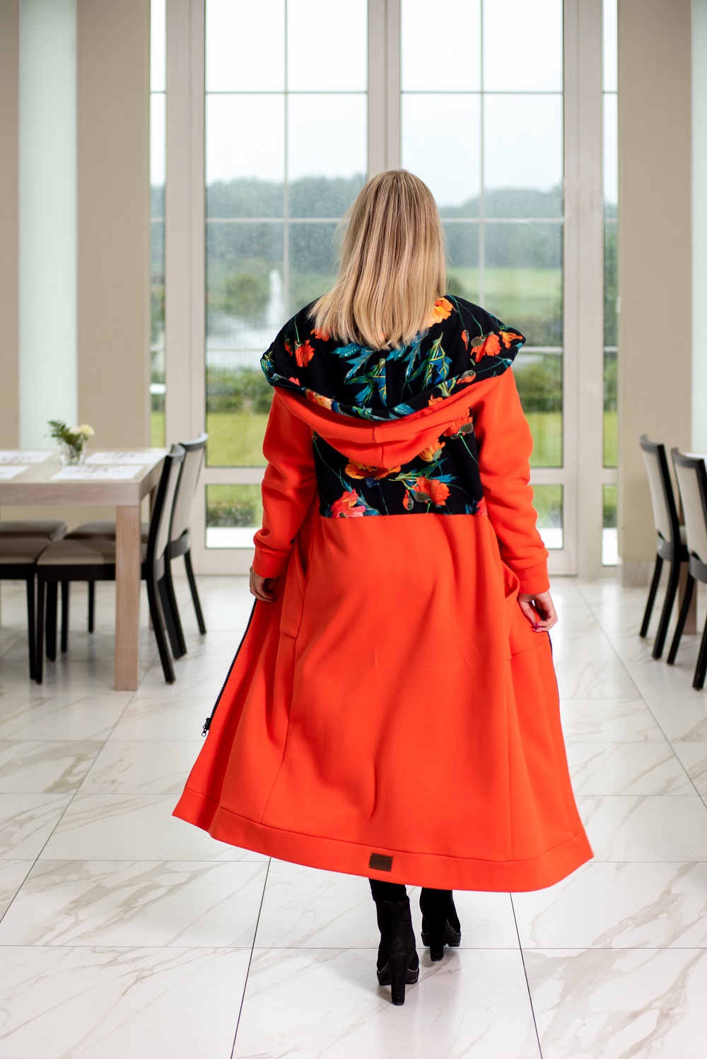 Mega długa bluza pomarańcz-maki