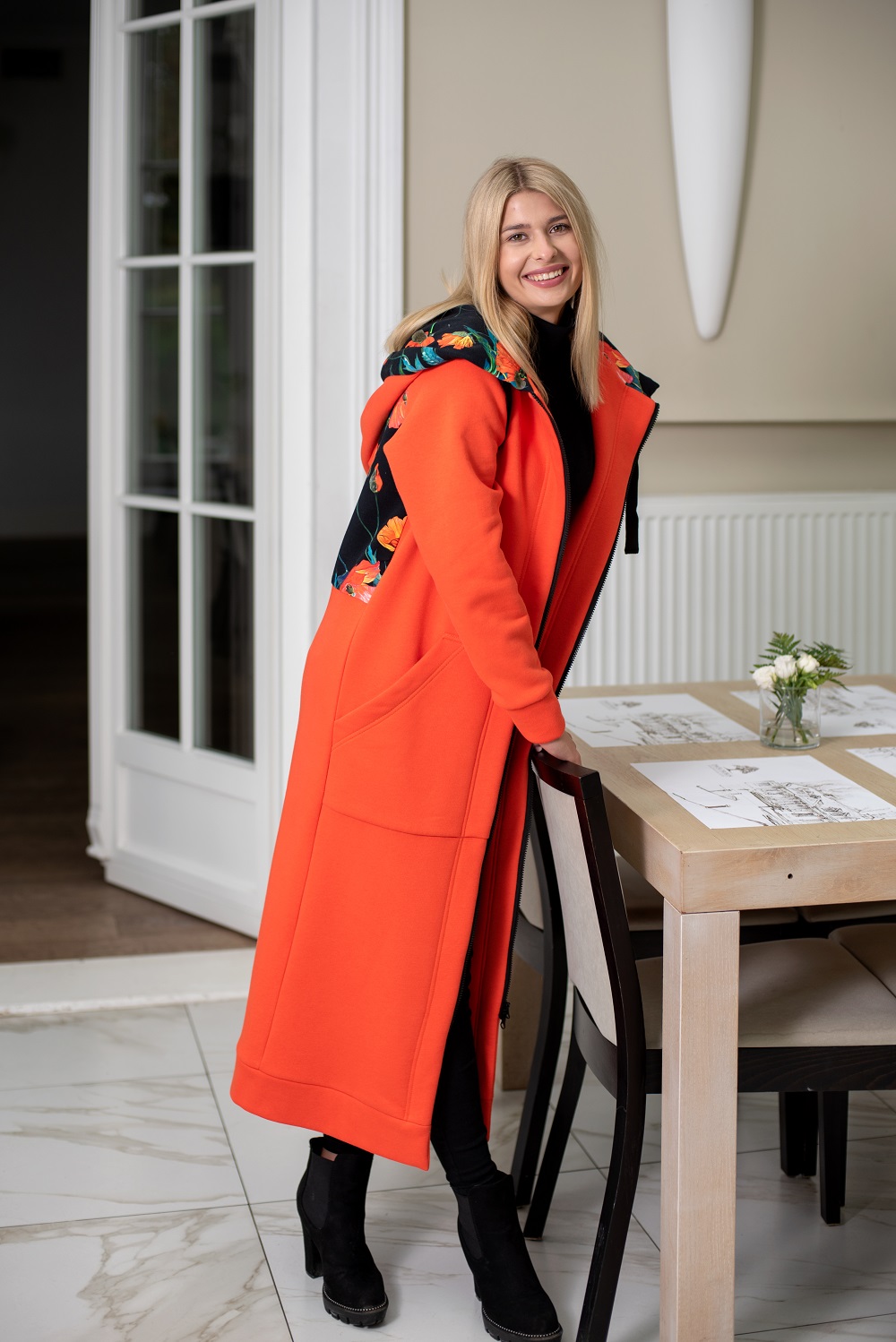 Mega długa bluza pomarańcz-maki - obrazek 8