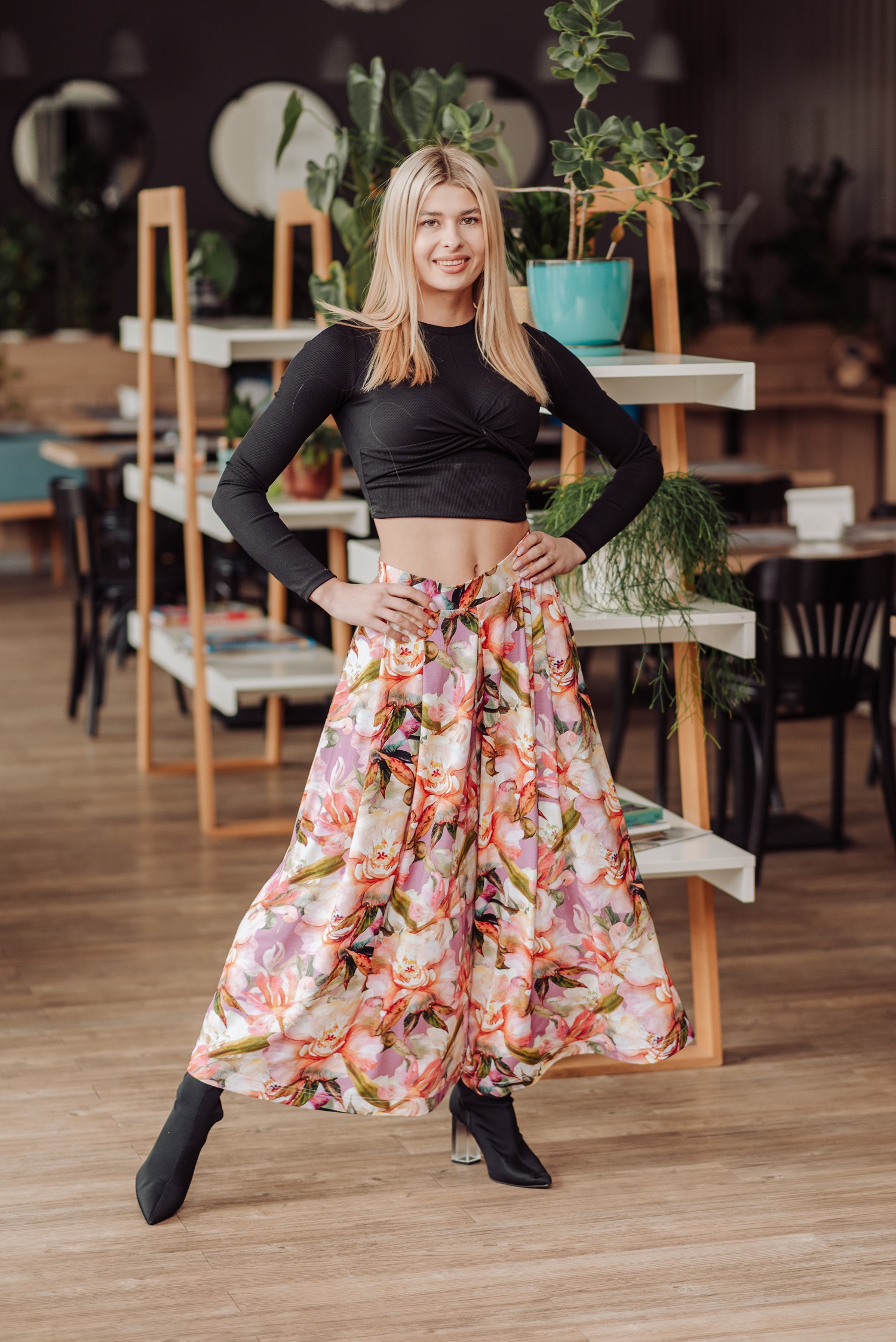 Spódnico spodnie wrzosowe piwonie - obrazek 2