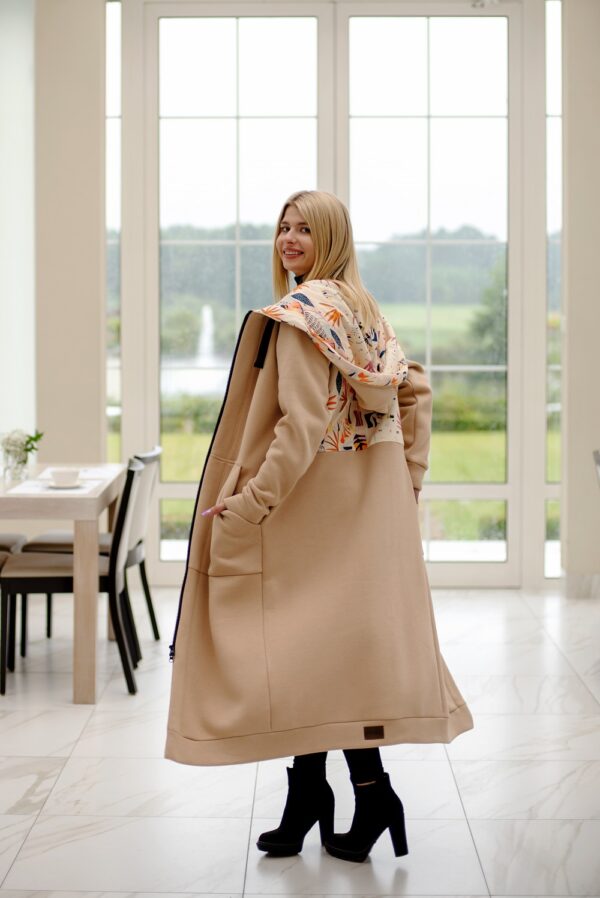 Mega długa bluza beżowy-jasne kwiaty