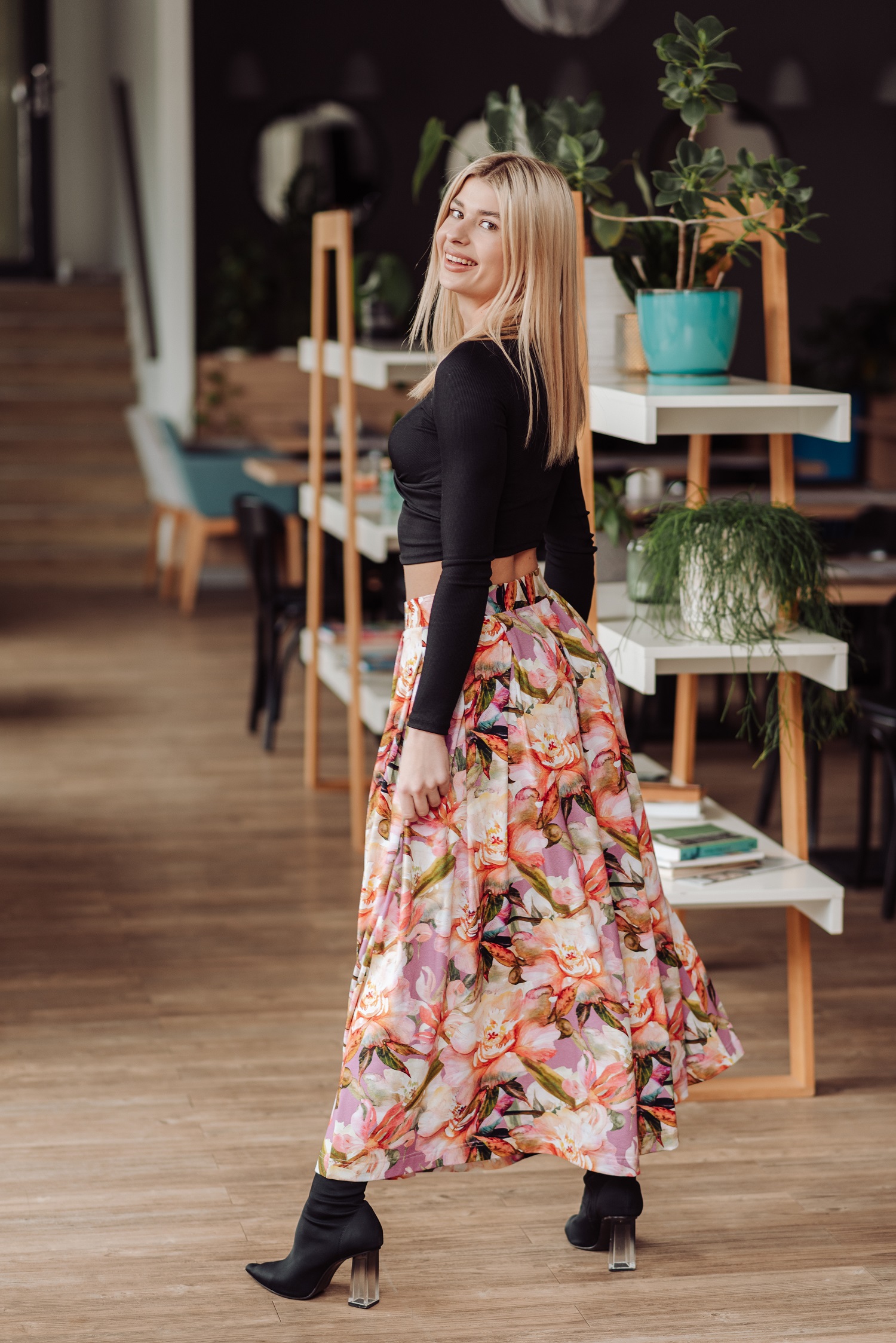 Spódnico spodnie wrzosowe piwonie - obrazek 3