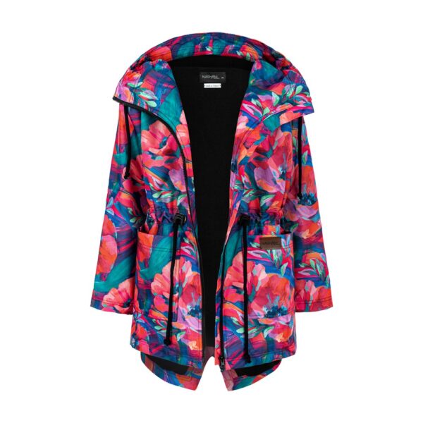 Kurtka ciepła z tunelem pastelowe kwiaty