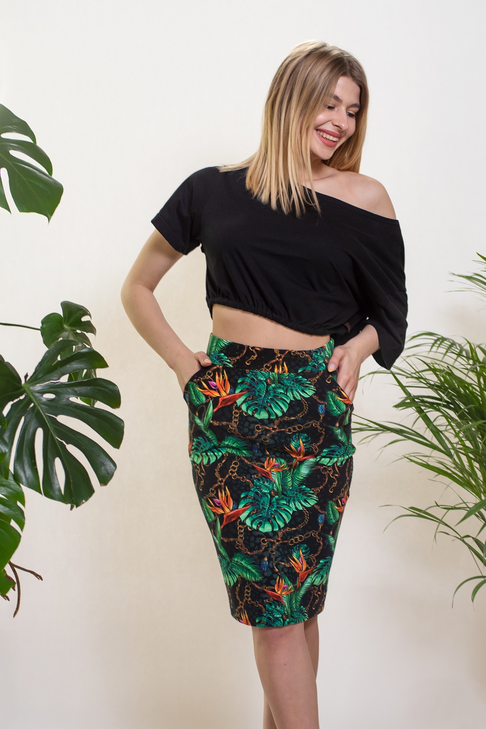 Spódnica klasyczna ołówkowa łańcuchy - obrazek 3