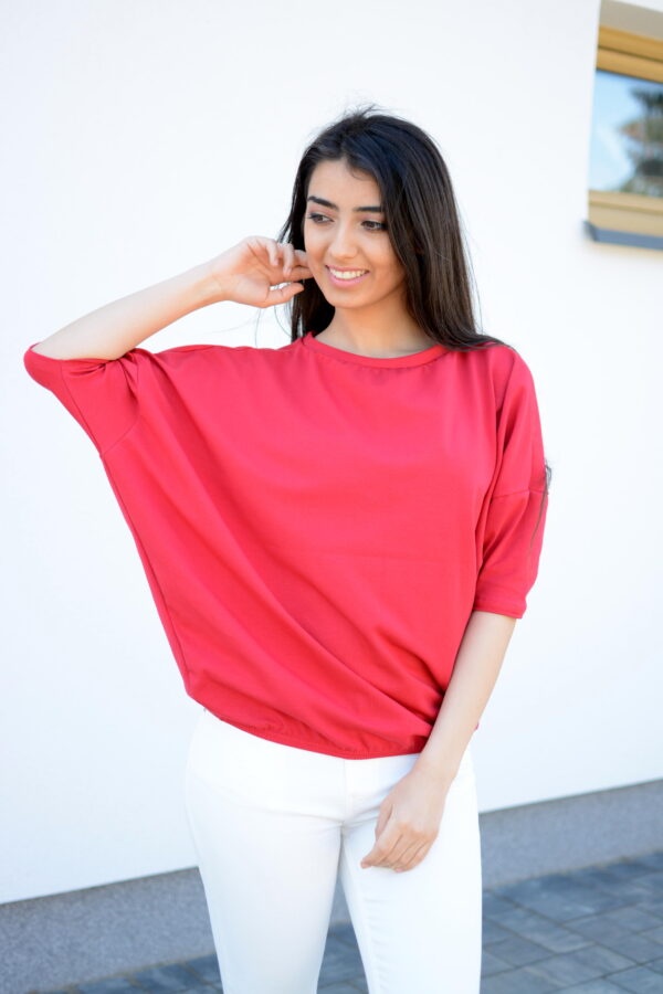 szeroka luźna bluzka nietoperz oversize czerwona