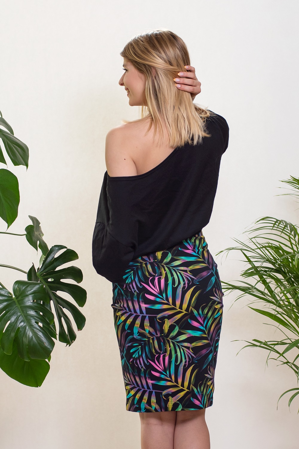 Spódnica klasyczna ołówkowa palmy - obrazek 3