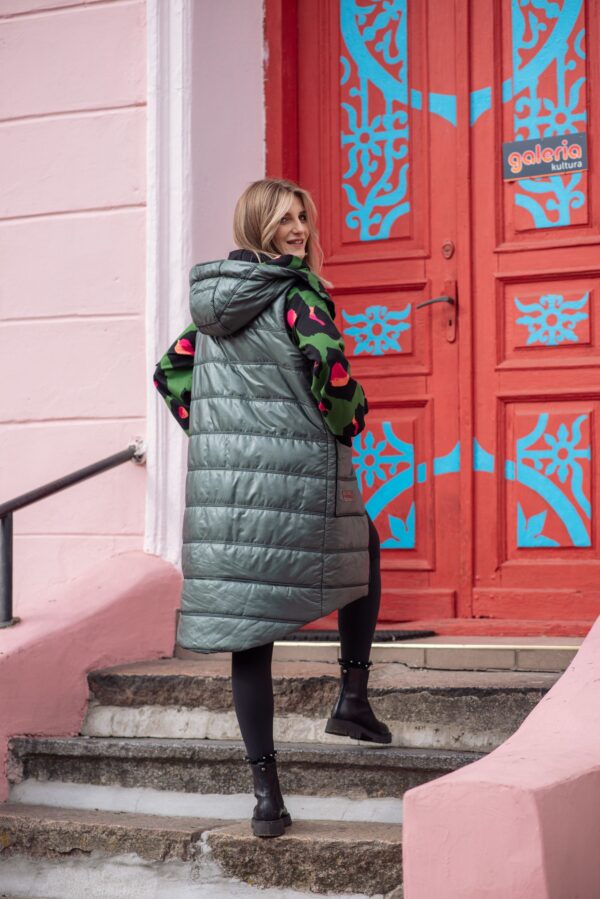 Pikowana kamizelka butelkowa zieleń + zielona pantera