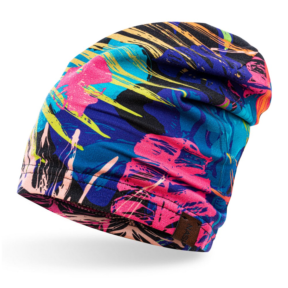 czapka bawełniana neonowe liście